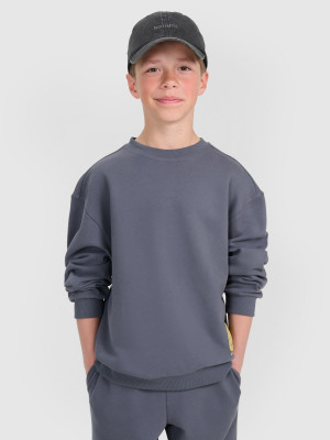 4F Bluza dresowa oversize nierozpinana bez kaptura chłopięca - szara