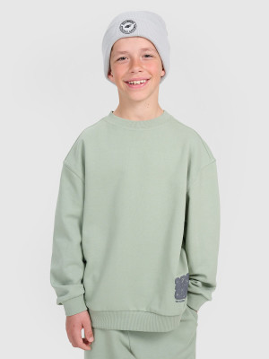 4F Bluza dresowa oversize nierozpinana bez kaptura chłopięca - oliwkowa