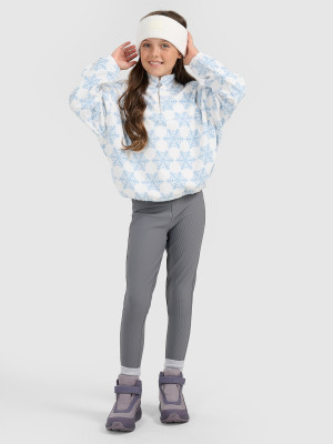 4F Legginsy z prążkowanej dzianiny dziewczęce - szare