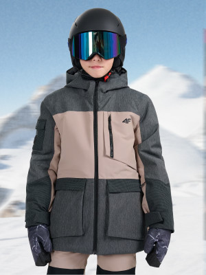 4F Kurtka snowboardowa membrana 10000 dziecięca - brązowa