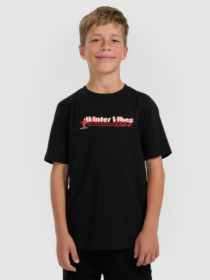 4F T-shirt regular z nadrukiem chłopięcy - czarny