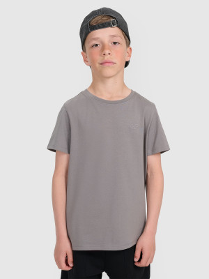 4F T-shirt regular gładki chłopięcy - szary