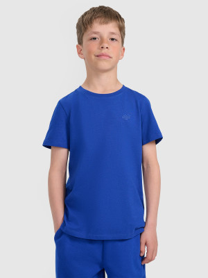 4F T-shirt regular gładki chłopięcy - niebieski