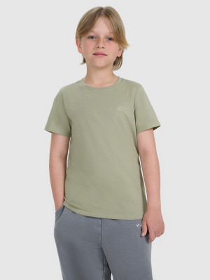 4F T-shirt regular gładki chłopięcy - zielony