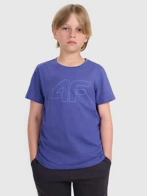 4F T-shirt regular z nadrukiem chłopięcy - niebieski