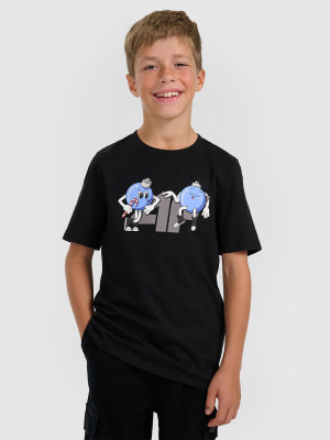 4F T-shirt regular z nadrukiem świątecznym chłopięcy - czarny