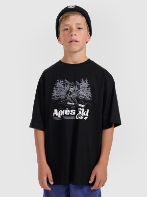 4F T-shirt loose z nadrukiem chłopięcy - czarny