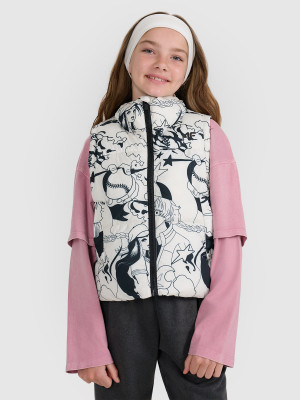 4F Bezrękawnik puchowy z wypełnieniem syntetycznym dziewczęcy - biały