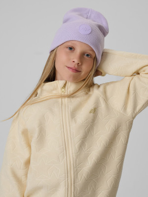 4F Czapka beanie dziewczęca - fioletowa