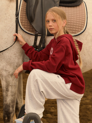 4F Bluza dresowa loose z kapturem dziewczęca - burgundowa