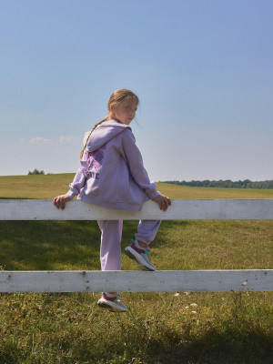 4F Bluza dresowa loose bez kaptura dziewczęca - fioletowa