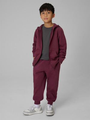 4F Bluza dresowa regular z kapturem chłopięca - burgundowa
