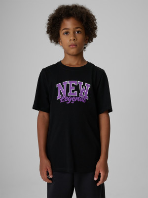 4F T-shirt regular z nadrukiem chłopięcy - czarny