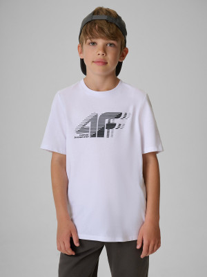 4F T-shirt regular cu imprimeu pentru băieți - alb