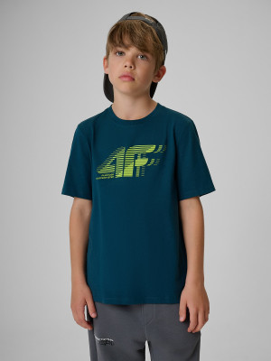 4F T-shirt regular z nadrukiem chłopięcy - turkusowy