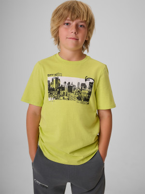 4F T-shirt regular z nadrukiem chłopięcy - zielony