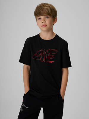 4F T-shirt regular z nadrukiem chłopięcy - czarny