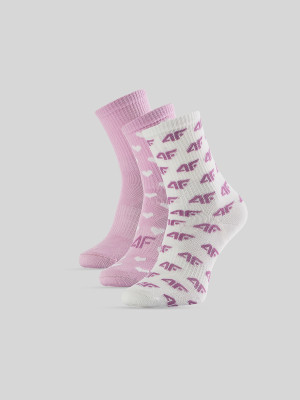 4F Skarpetki długie (3-pack) dziewczęce - różowe