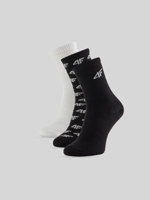 4F Skarpetki długie (3-pack) chłopięce - czarno-białe