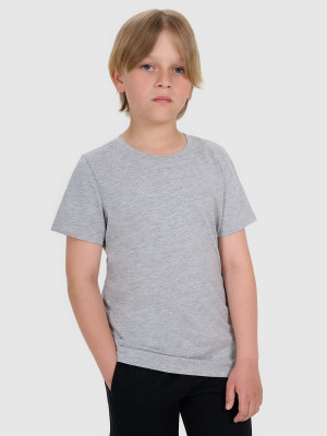 4F T-shirt regular gładki chłopięcy - szary