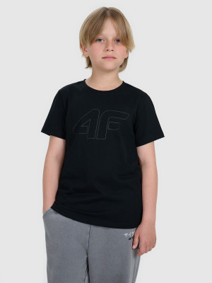 4F T-shirt regular z nadrukiem chłopięcy - czarny