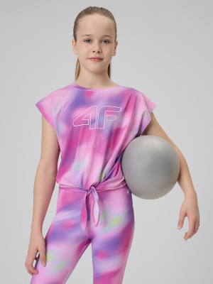 4F Crop-top sportowy szybkoschnący dziewczęcy - multikolor