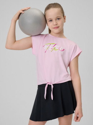 4F Crop-top sportowy szybkoschnący dziewczęcy - różowy
