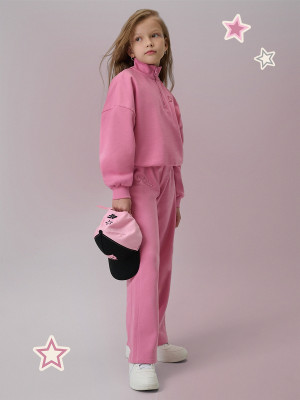 4F Bluza dresowa regular bez kaptura dziewczęca - różowa