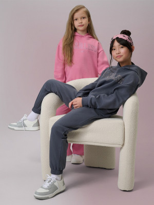 4F Bluza dresowa loose z kapturem dziewczęca - szara