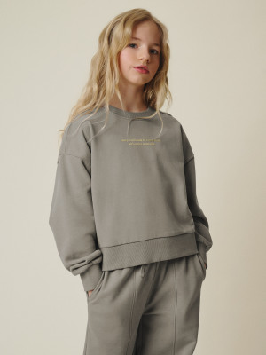 4F Bluza dresowa loose bez kaptura dziewczęca - szara