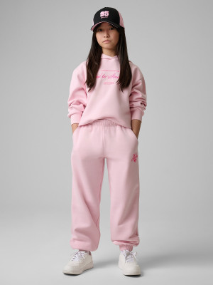 4F Bluza dresowa loose z kapturem dziewczęca - różowa