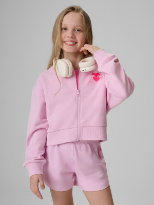 4F Bluza dresowa loose z kapturem dziewczęca - różowa