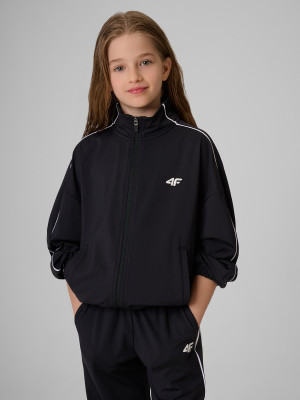 4F Bluza sportowa loose bez kaptura dziewczęca - czarna