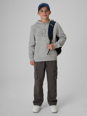 4F Bluza dresowa regular z kapturem chłopięca - szara