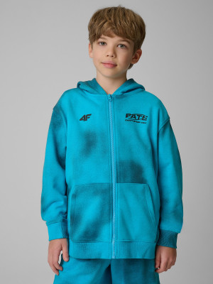 4F Bluza dresowa loose z kapturem chłopięca - niebieska