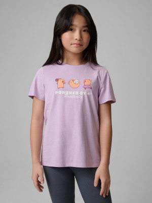 4F T-shirt regular z nadrukiem dziewczęcy - fioletowy