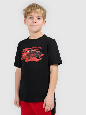 4F T-shirt regular z nadrukiem chłopięcy - czarny