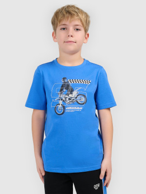 4F T-shirt regular z nadrukiem chłopięcy - niebieski