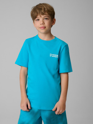 4F T-shirt regular z nadrukiem chłopięcy - niebieski