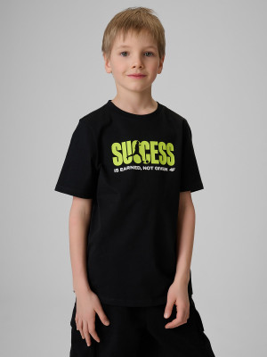 4F T-shirt regular z nadrukiem chłopięcy - biały