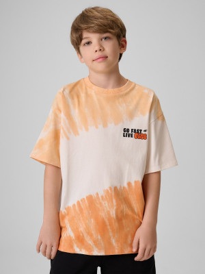 4F T-shirt loose z nadrukiem chłopięcy - pomarańczowy