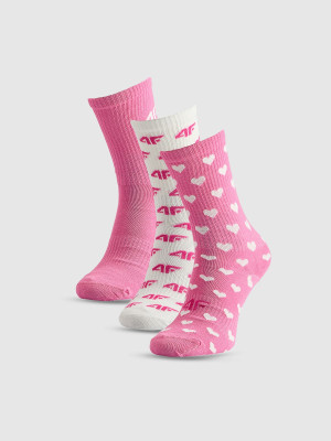 4F Skarpetki casual długie (3-pack) dziewczęce - multikolor