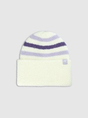 4F Czapka beanie dziewczęca - biała