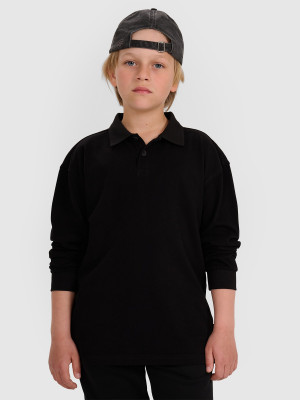 4F Longsleeve polo regular chłopięcy - czarny