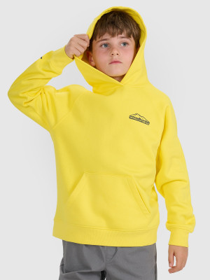 4F Bluza dresowa oversize z kapturem chłopięca - żółta