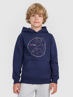 4F Bluza dresowa nierozpinana z kapturem chłopięca - granatowa