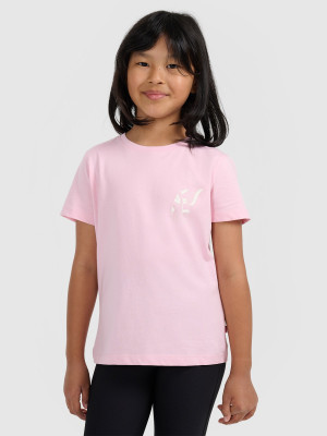 4F T-shirt regular z nadrukiem dziewczęcy - różowy