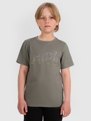 4F T-shirt regular z nadrukiem chłopięcy - szary