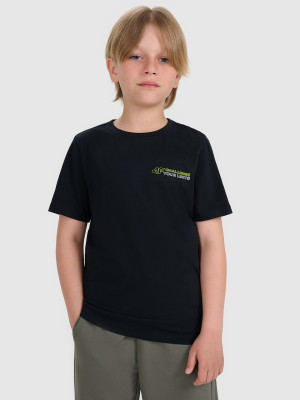 4F T-shirt regular z nadrukiem chłopięcy - czarny