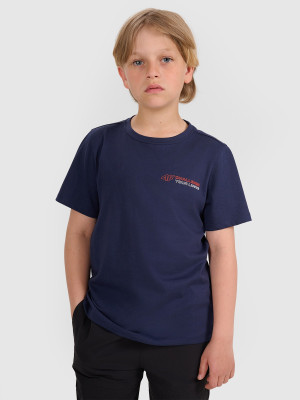 4F T-shirt regular z nadrukiem chłopięcy - granatowy